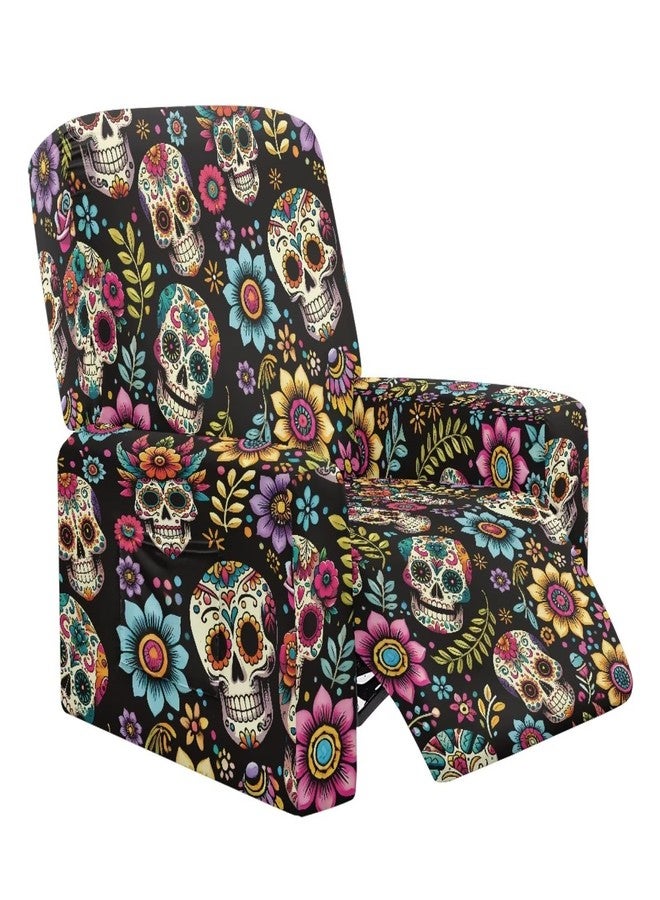 Tnasranmo Skull Print Slipcovers for Recliners 4pc Elastic Recliner Chair Covers Sofa Couch Cover Washable Furniture Protector for Pet Kids Easy to Clean - Image 1